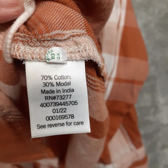 So Womens Size XL Rust Orange Plaid Long Sleeve Button Up Lightweight Shirt - Picture 6 of 7